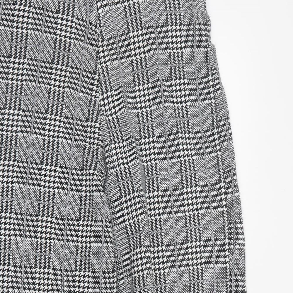 Topshop Womens Black Houndstooth Viscose Capri Trousers Size 8 L21 in Regular