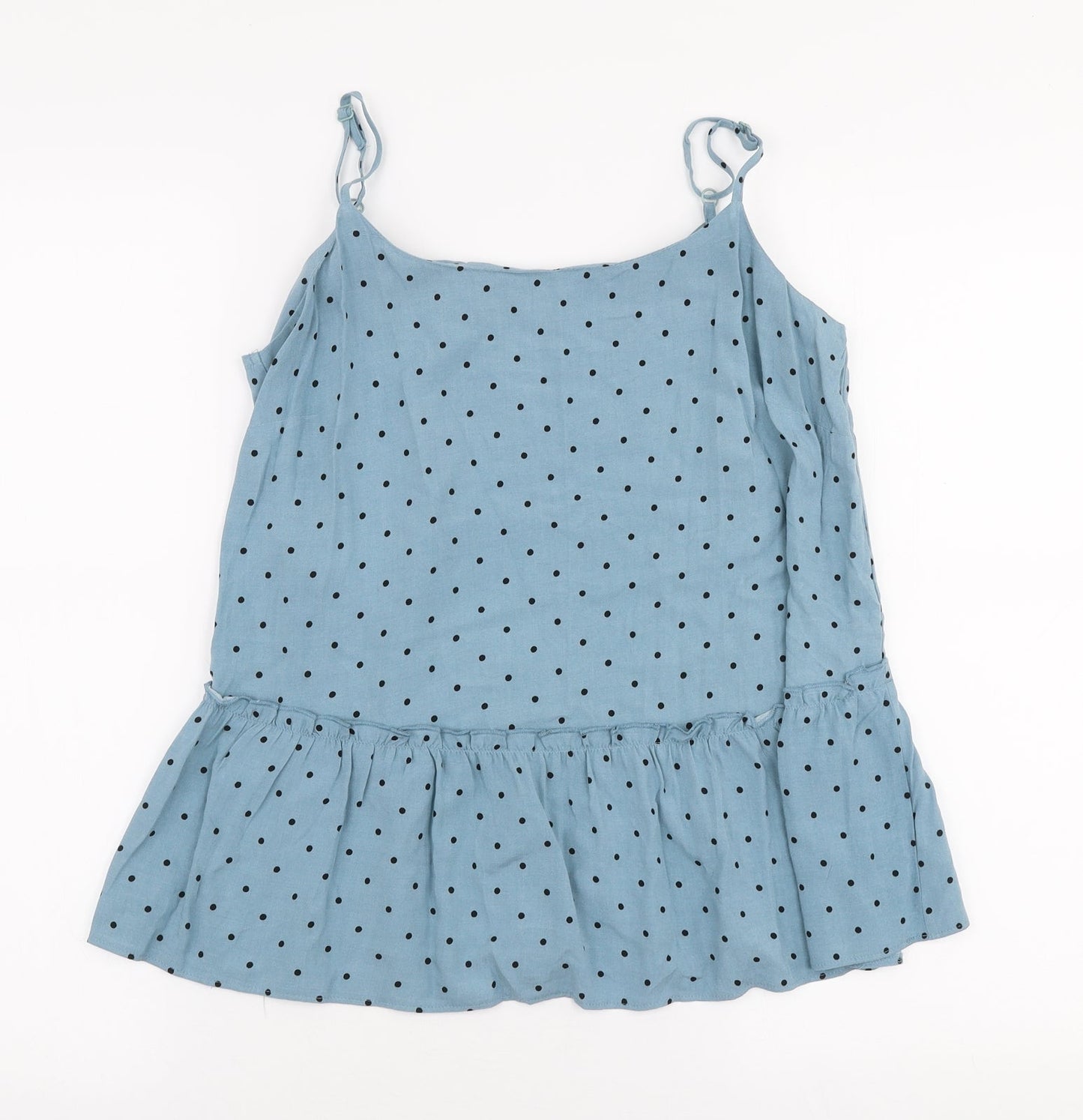 George Womens Blue Polka Dot Viscose Camisole Blouse Size 8 Round Neck