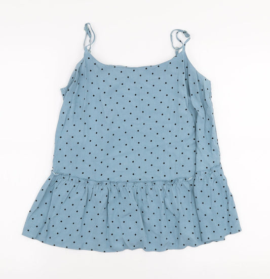 George Womens Blue Polka Dot Viscose Camisole Blouse Size 8 Round Neck