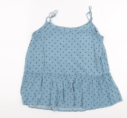 George Womens Blue Polka Dot Viscose Camisole Blouse Size 8 Round Neck