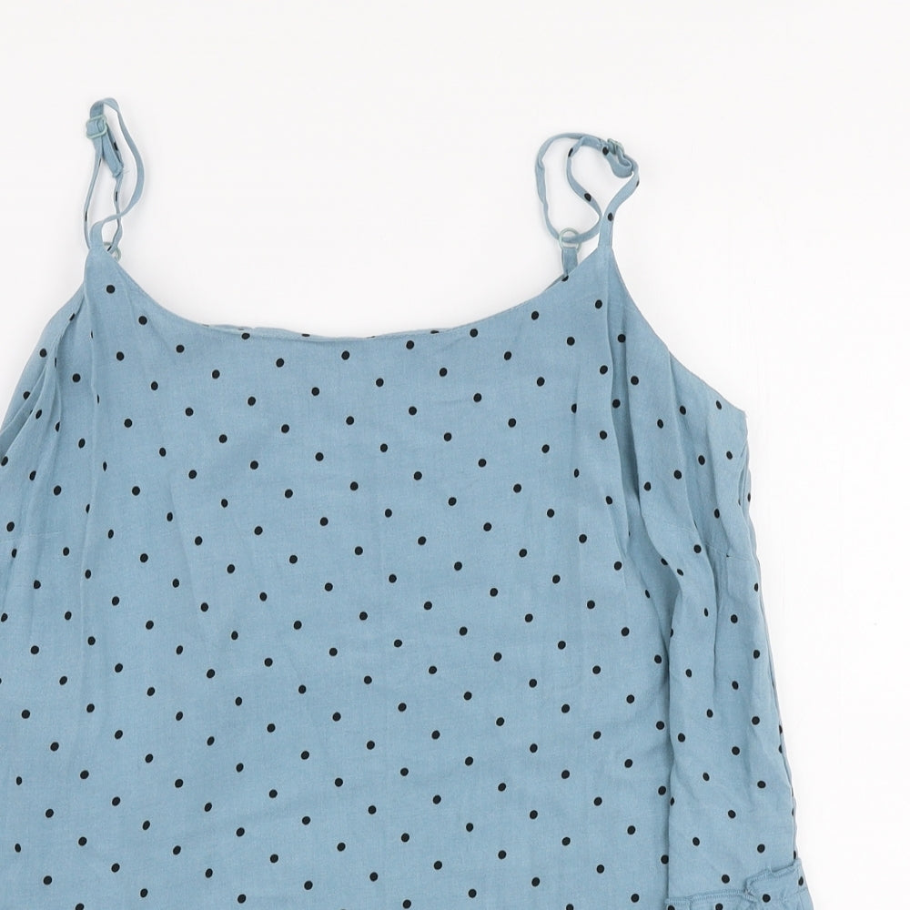 George Womens Blue Polka Dot Viscose Camisole Blouse Size 8 Round Neck
