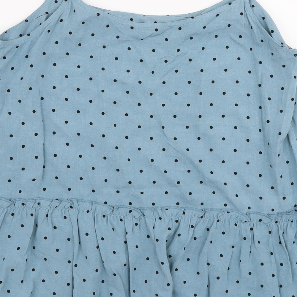 George Womens Blue Polka Dot Viscose Camisole Blouse Size 8 Round Neck