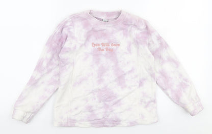 TU Girls Purple  Cotton Pullover Sweatshirt Size 7 Years  Pullover - Love will save the day