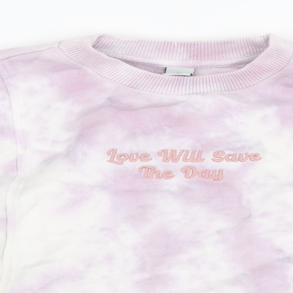 TU Girls Purple  Cotton Pullover Sweatshirt Size 7 Years  Pullover - Love will save the day