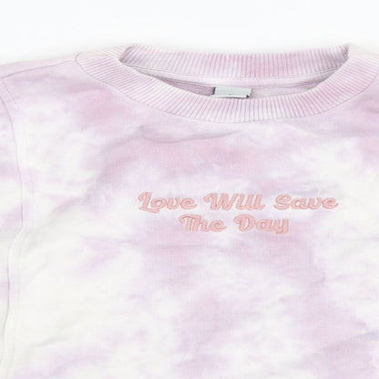 TU Girls Purple  Cotton Pullover Sweatshirt Size 7 Years  Pullover - Love will save the day