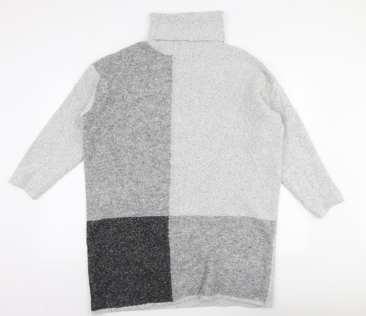 Primark Womens Grey High Neck Striped Polyester Pullover Jumper Size M