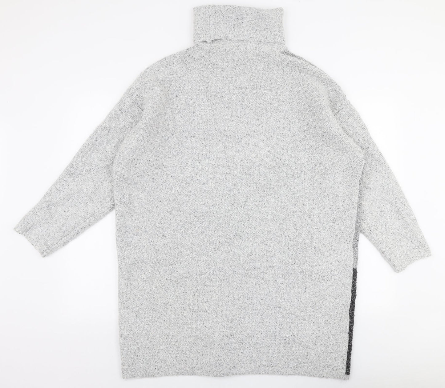 Primark Womens Grey High Neck Striped Polyester Pullover Jumper Size M