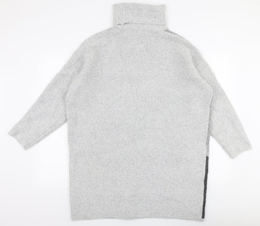 Primark Womens Grey High Neck Striped Polyester Pullover Jumper Size M