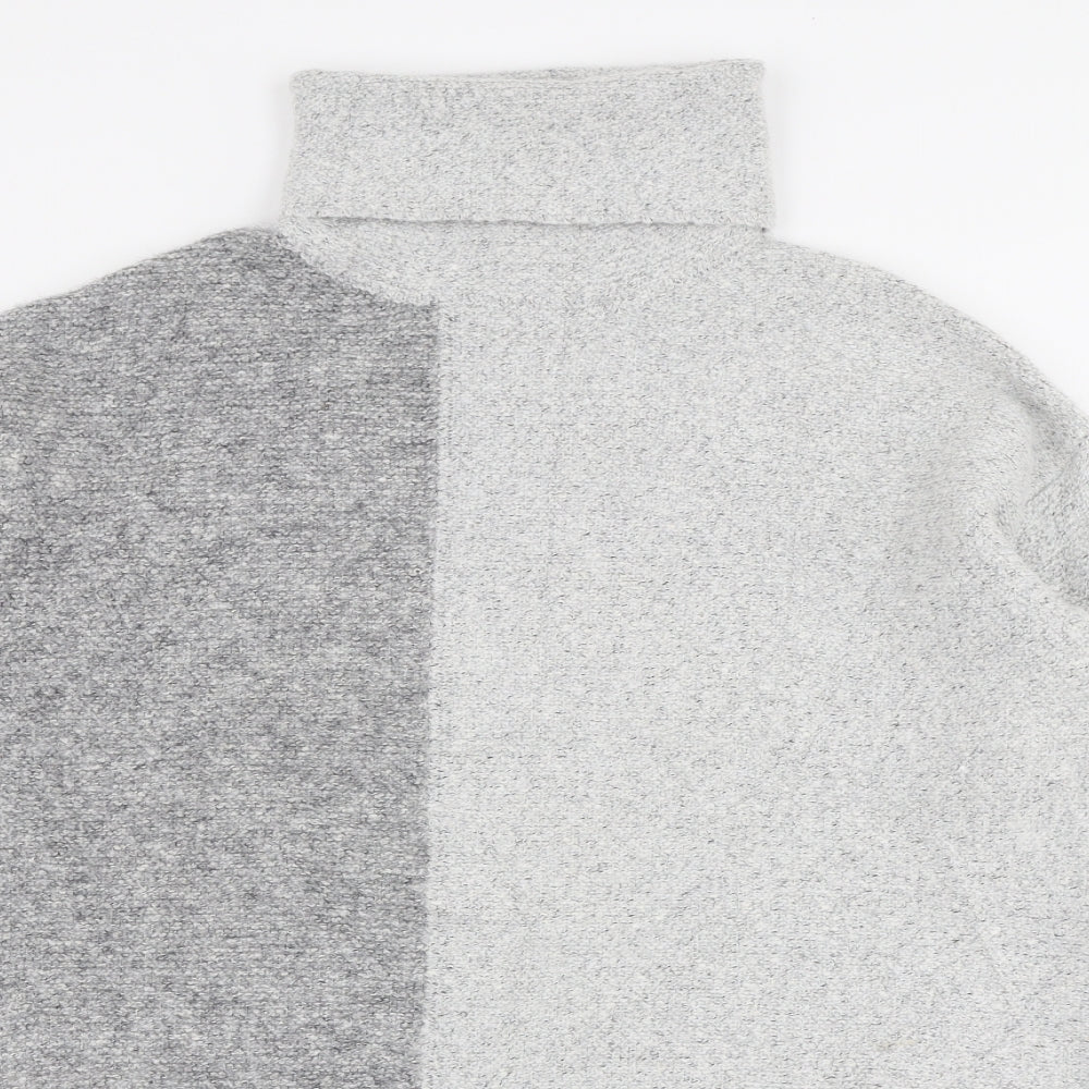 Primark Womens Grey High Neck Striped Polyester Pullover Jumper Size M