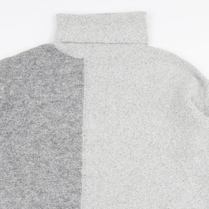 Primark Womens Grey High Neck Striped Polyester Pullover Jumper Size M