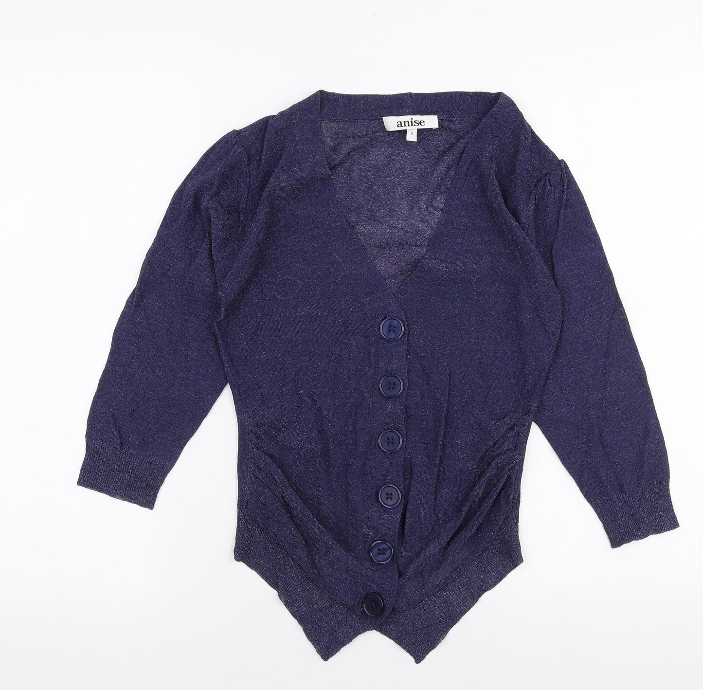 Anise Womens Blue V-Neck  Viscose Pullover Jumper Size S