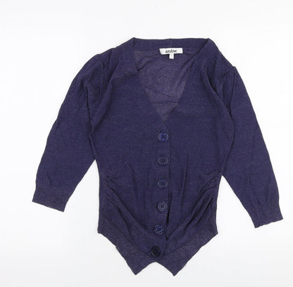 Anise Womens Blue V-Neck  Viscose Pullover Jumper Size S