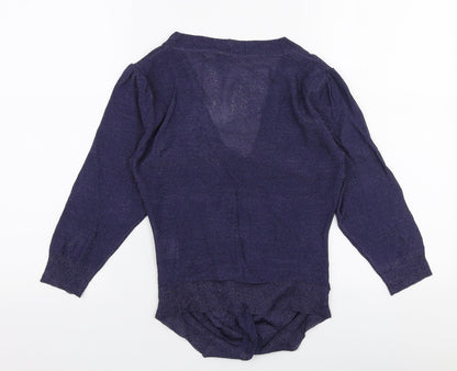 Anise Womens Blue V-Neck  Viscose Pullover Jumper Size S