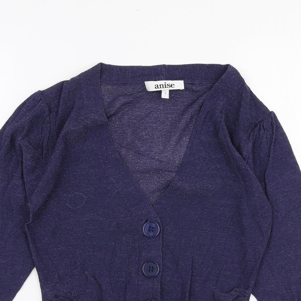 Anise Womens Blue V-Neck  Viscose Pullover Jumper Size S