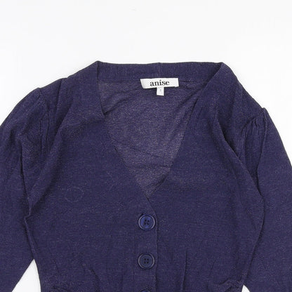 Anise Womens Blue V-Neck  Viscose Pullover Jumper Size S
