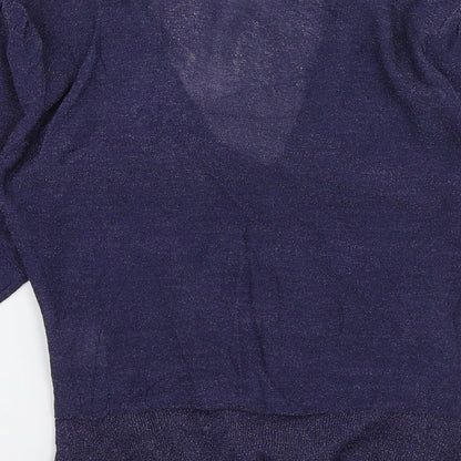 Anise Womens Blue V-Neck  Viscose Pullover Jumper Size S