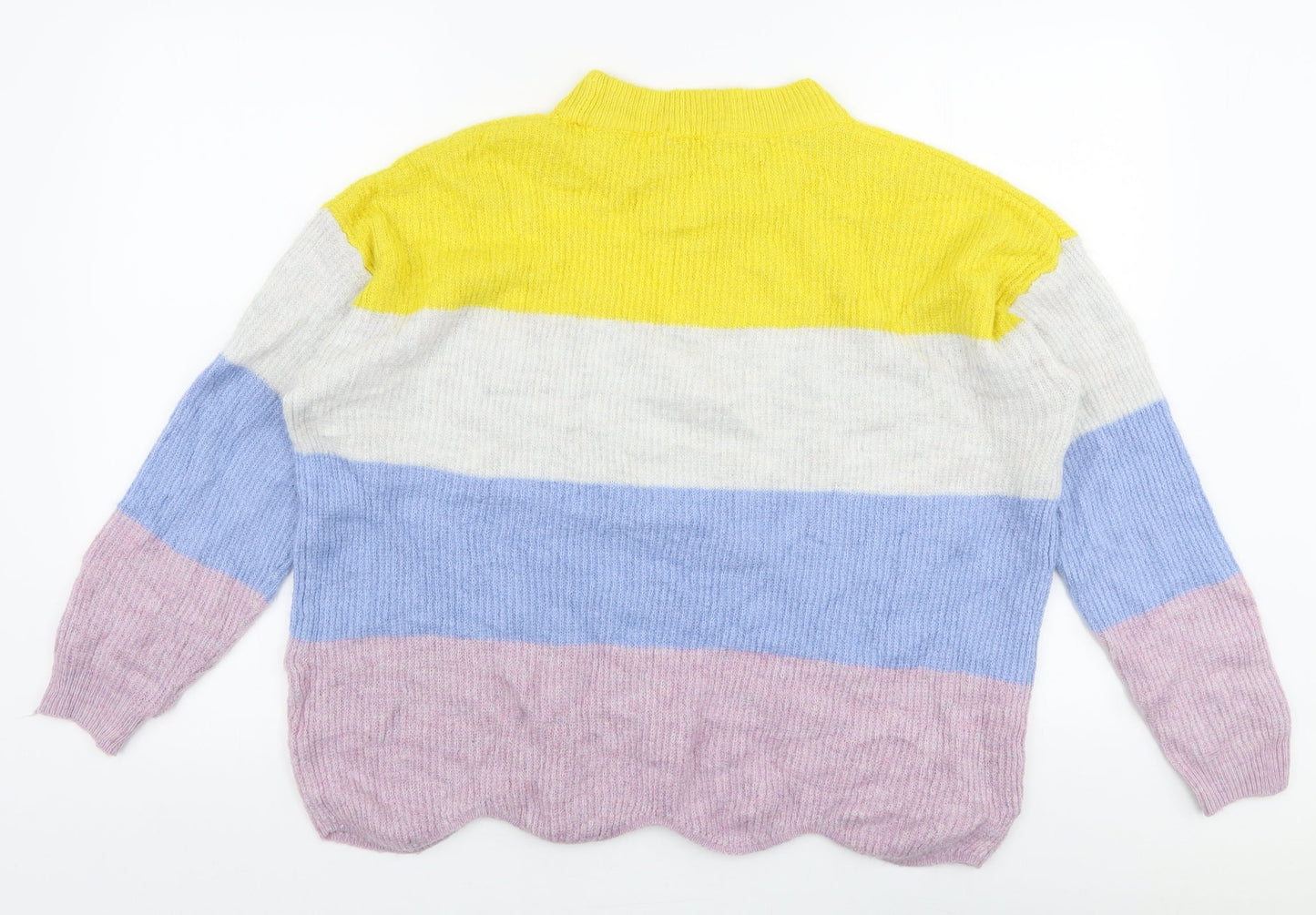 TU Womens Multicoloured High Neck Striped Acrylic Pullover Jumper Size 14