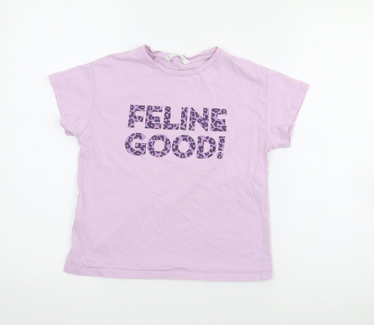 MNG Girls Purple  Cotton Basic T-Shirt Size 9 Years Crew Neck