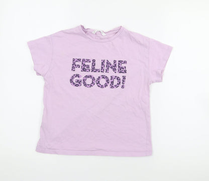 MNG Girls Purple  Cotton Basic T-Shirt Size 9 Years Crew Neck