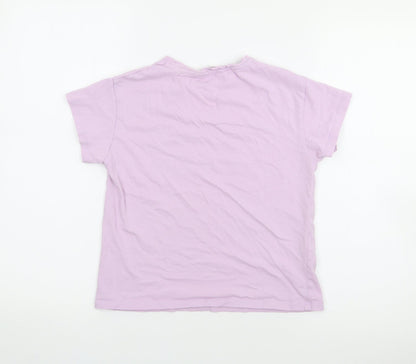 MNG Girls Purple  Cotton Basic T-Shirt Size 9 Years Crew Neck