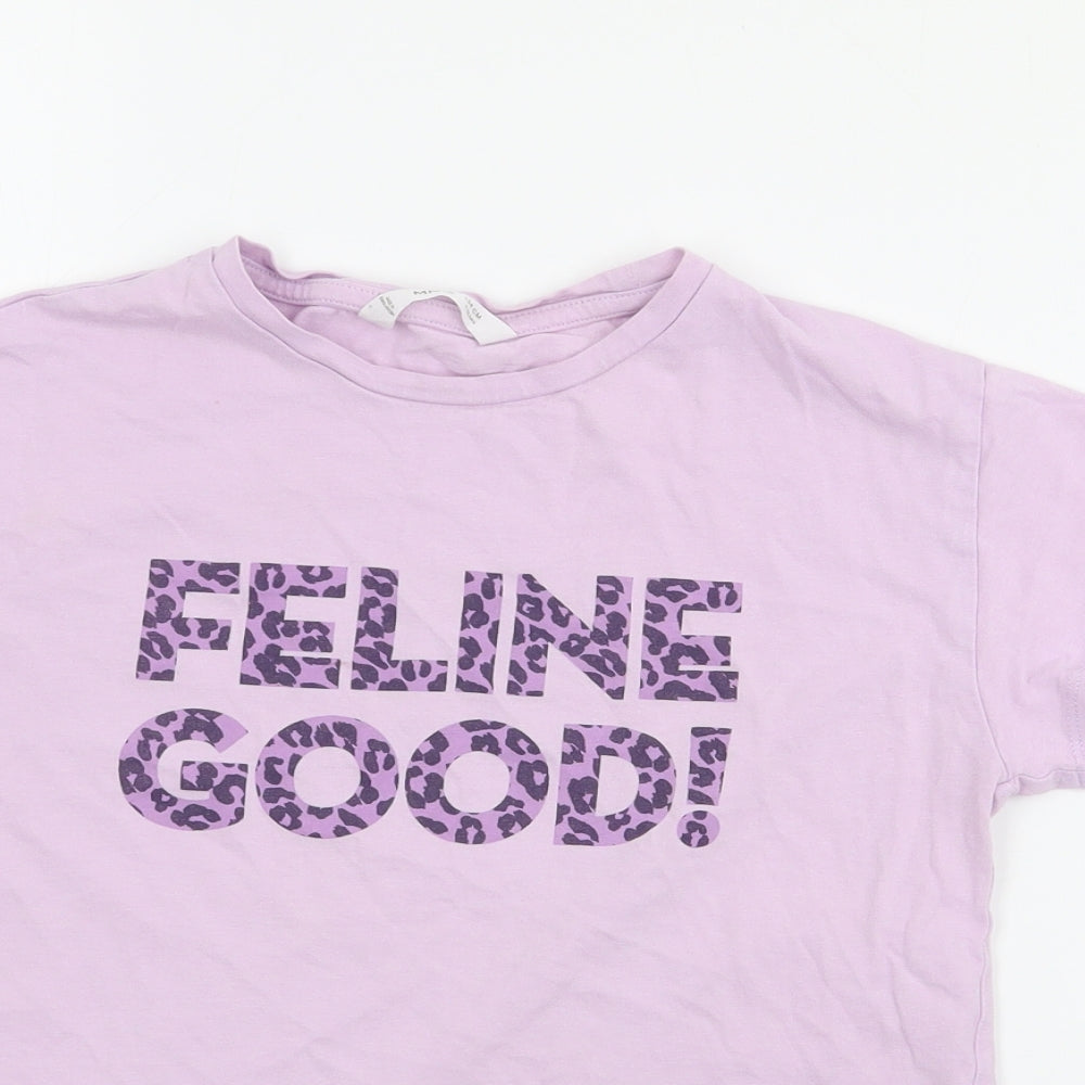 MNG Girls Purple  Cotton Basic T-Shirt Size 9 Years Crew Neck