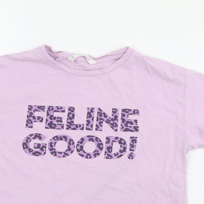 MNG Girls Purple  Cotton Basic T-Shirt Size 9 Years Crew Neck