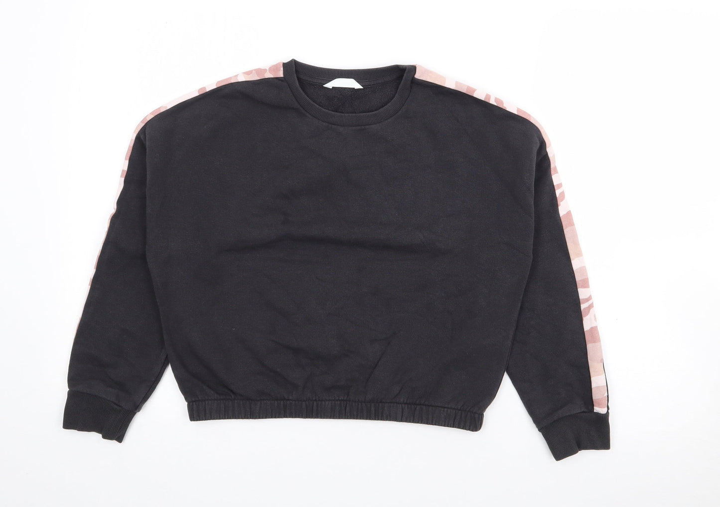 Marks and Spencer Girls Black Camouflage Cotton Pullover Sweatshirt Size 10-11 Years