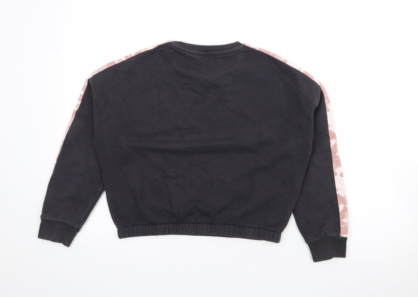 Marks and Spencer Girls Black Camouflage Cotton Pullover Sweatshirt Size 10-11 Years