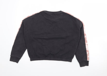 Marks and Spencer Girls Black Camouflage Cotton Pullover Sweatshirt Size 10-11 Years
