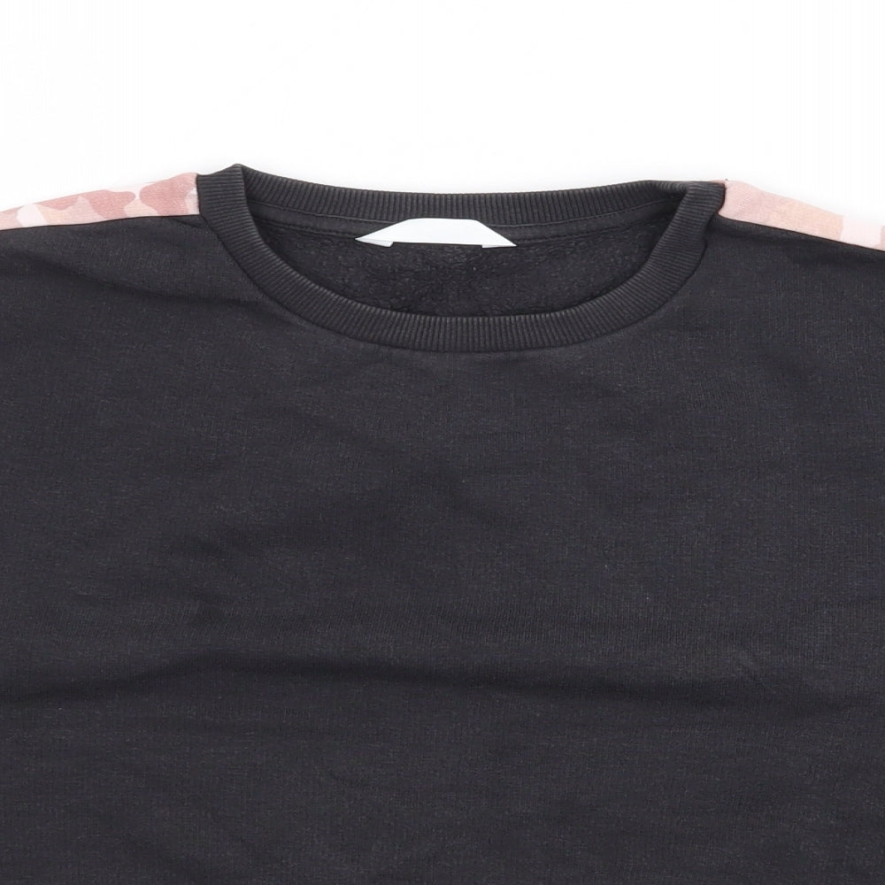 Marks and Spencer Girls Black Camouflage Cotton Pullover Sweatshirt Size 10-11 Years