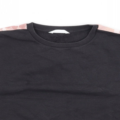 Marks and Spencer Girls Black Camouflage Cotton Pullover Sweatshirt Size 10-11 Years
