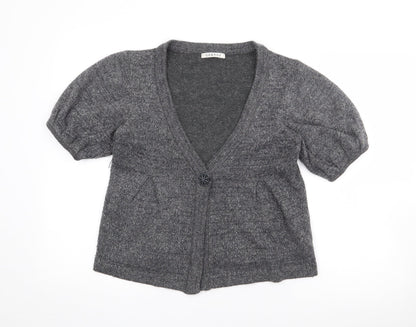 George Womens Grey V-Neck  Acrylic Cardigan Jumper Size 14