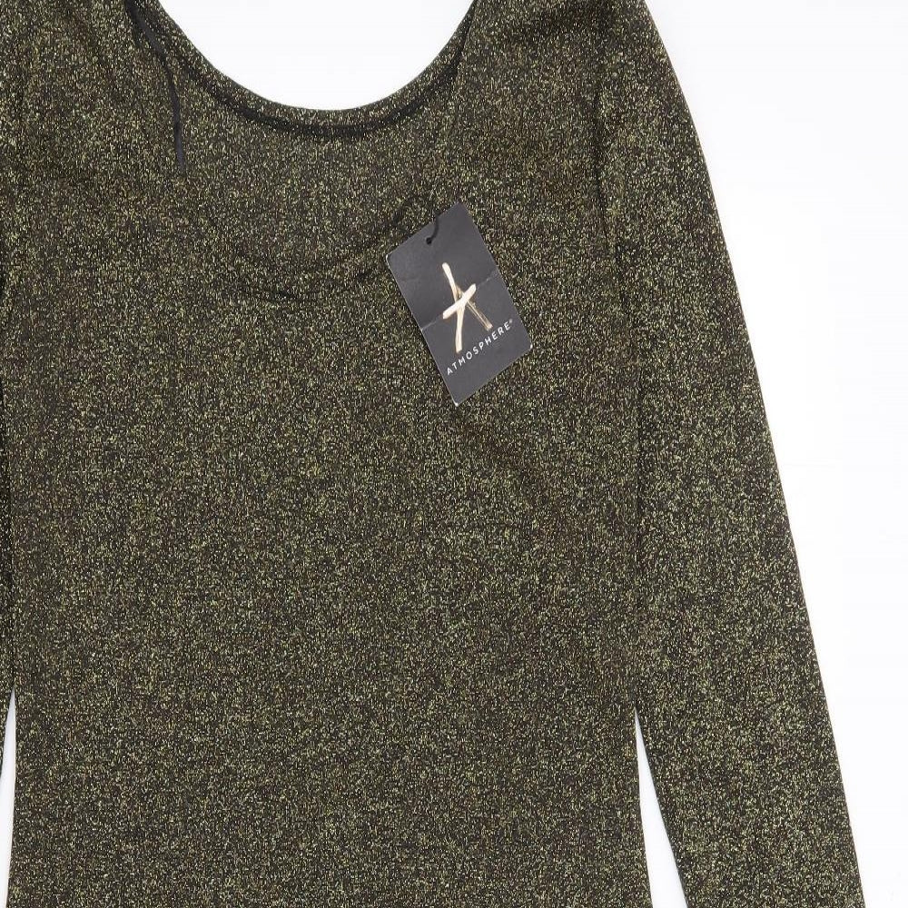 Atmosphere Womens Gold  Polyester Bodycon  Size 10  Scoop Neck