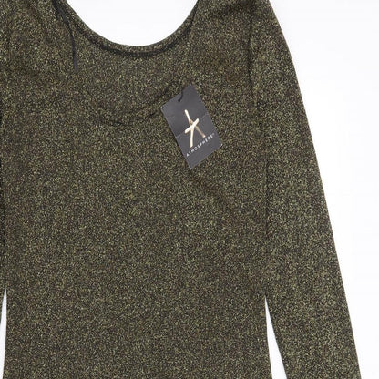 Atmosphere Womens Gold  Polyester Bodycon  Size 10  Scoop Neck