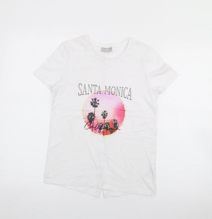 Matalan Girls White  Cotton Basic T-Shirt Size 11 Years Crew Neck  - Santa Monica