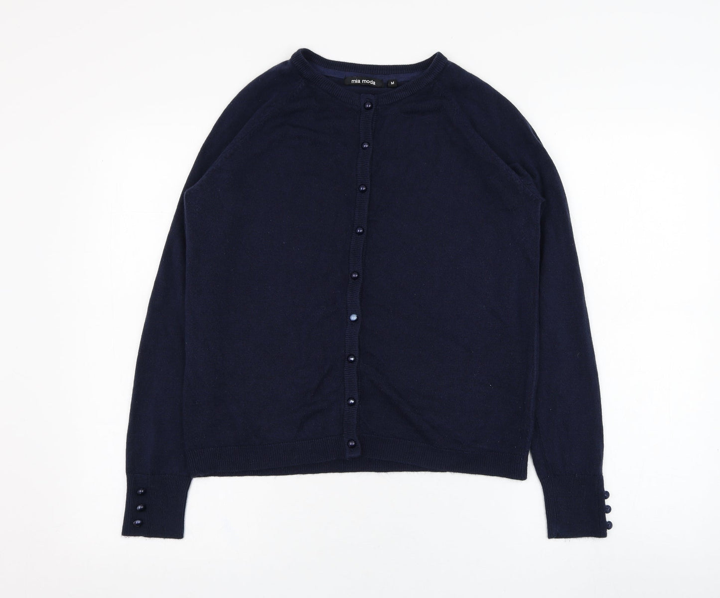 Womens UK Size M Mia Moda Blue Cardigan Jumper