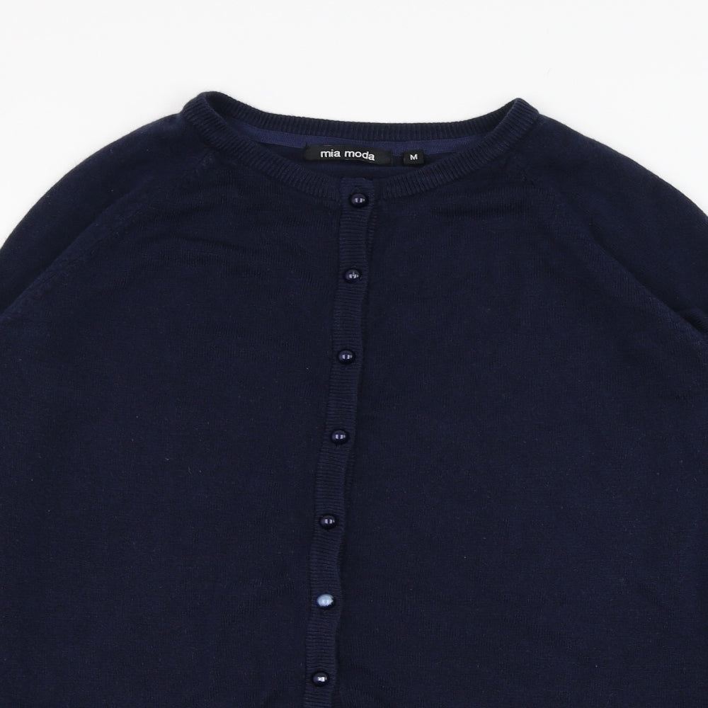 Womens UK Size M Mia Moda Blue Cardigan Jumper