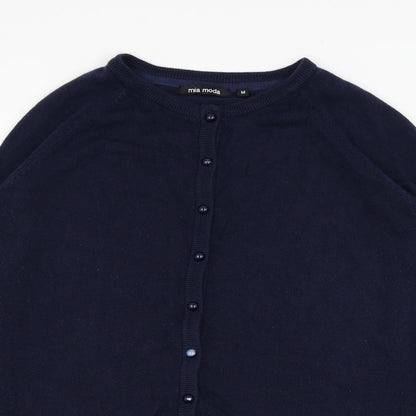 Womens UK Size M Mia Moda Blue Cardigan Jumper