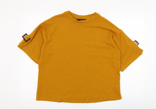 F&F Womens Yellow Round Neck  Polyester Pullover Jumper Size 12