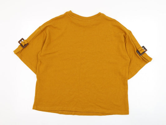 F&F Womens Yellow Round Neck  Polyester Pullover Jumper Size 12