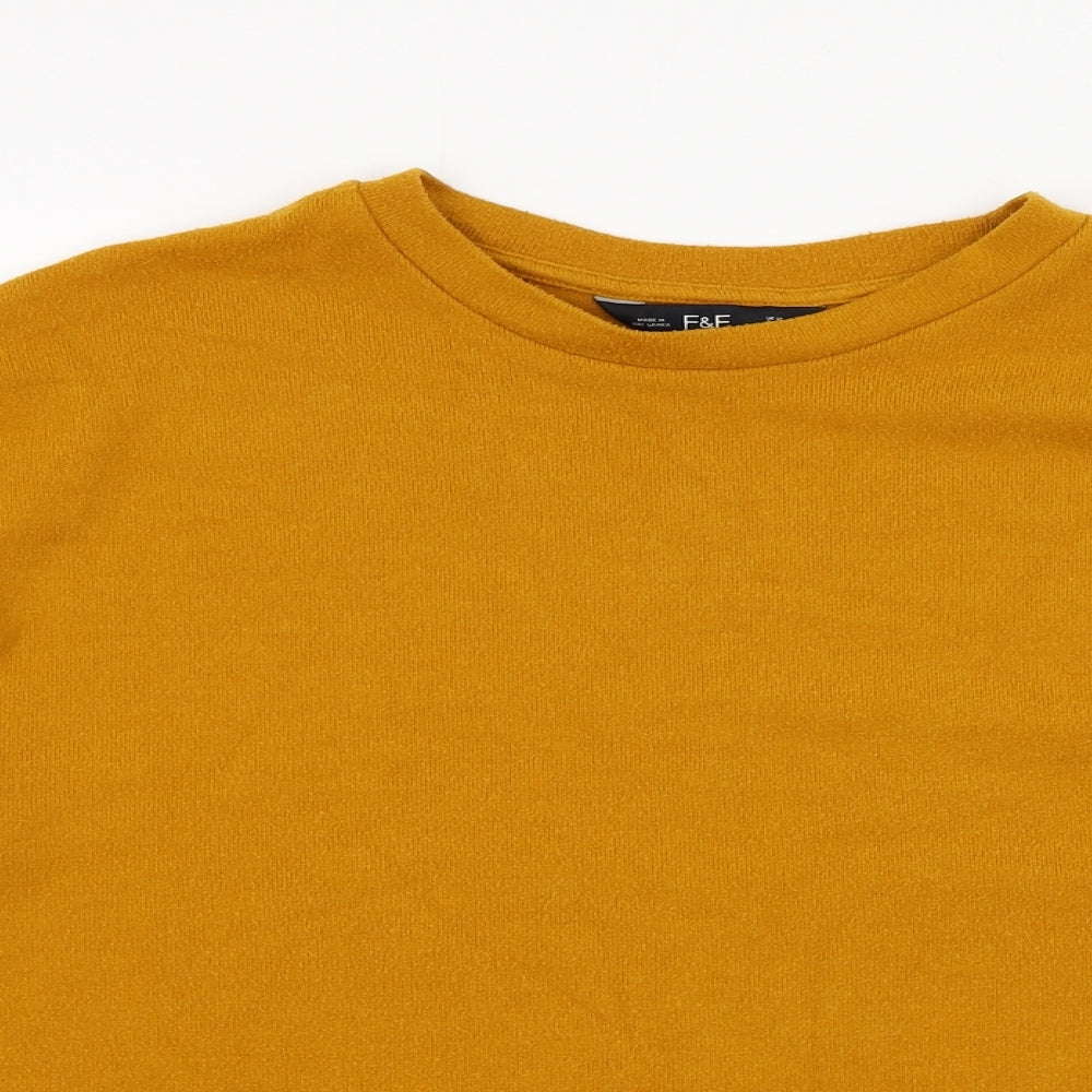 F&F Womens Yellow Round Neck  Polyester Pullover Jumper Size 12