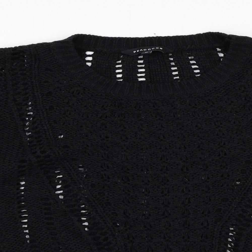 Womens UK Size M Peacocks Black Pullover Jumper