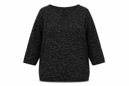 Bonmarché Womens Black Round Neck Polyester Pullover Jumper Size S