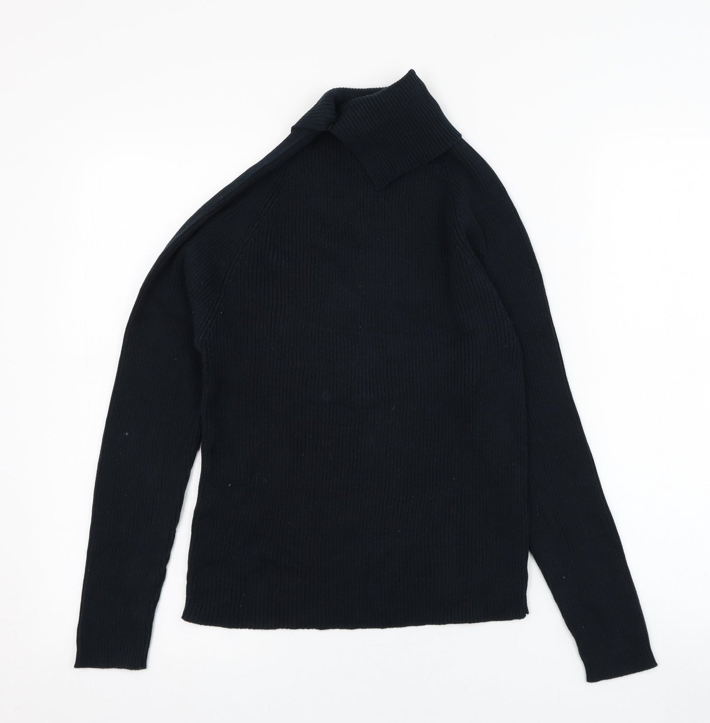 Larkbay Womens Blue Roll Neck  Cotton Pullover Jumper Size M