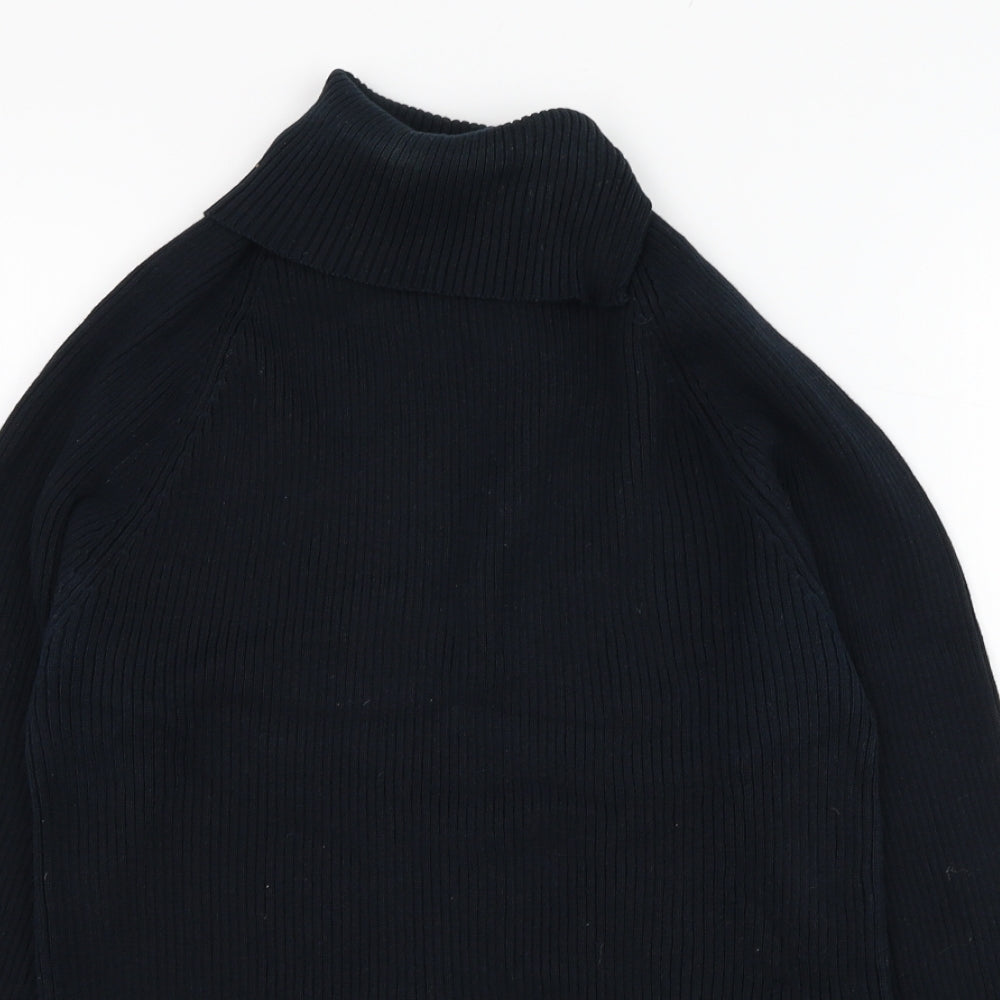 Larkbay Womens Blue Roll Neck  Cotton Pullover Jumper Size M