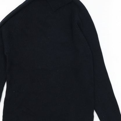 Larkbay Womens Blue Roll Neck  Cotton Pullover Jumper Size M