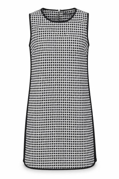 Dunnes Womens Black Geometric Polyester Shift  Size 10  Round Neck Zip