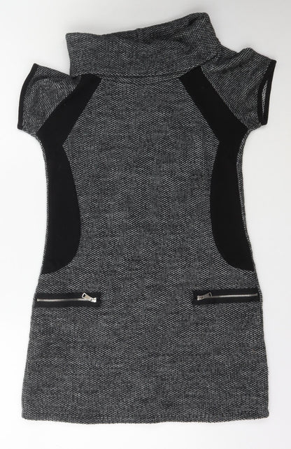 Quiz Womens Grey  Acrylic Bodycon  Size 10  Boat Neck Pullover