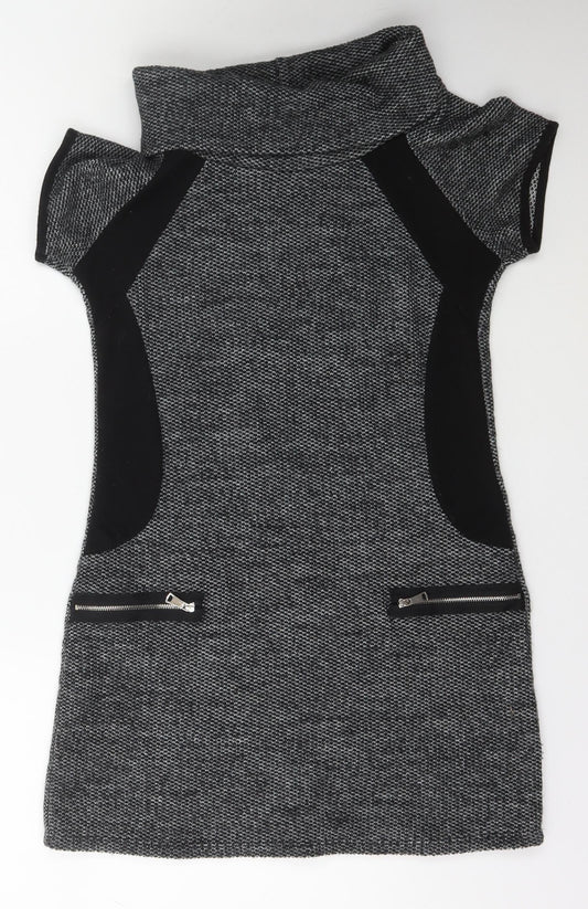 Quiz Womens Grey  Acrylic Bodycon  Size 10  Boat Neck Pullover