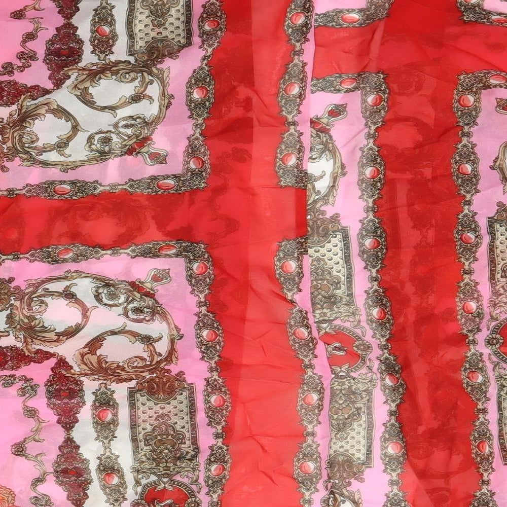 Boohoo Womens Red Crew Neck Floral Polyester Cape Jumper Size M